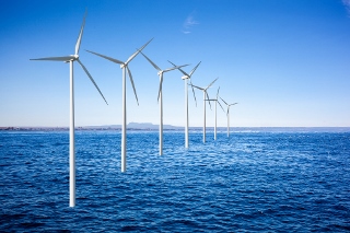 Wind generators turbines in the sea